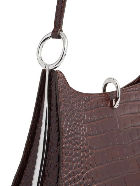 Rabanne Ring Embossed Leather Shoulder Bag - Brown