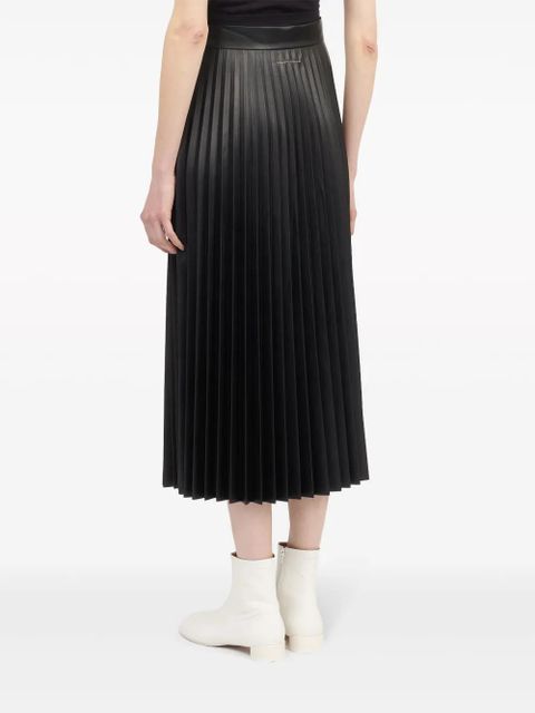 MM6 Maison Margiela pleated faux-leather midi skirt - Black