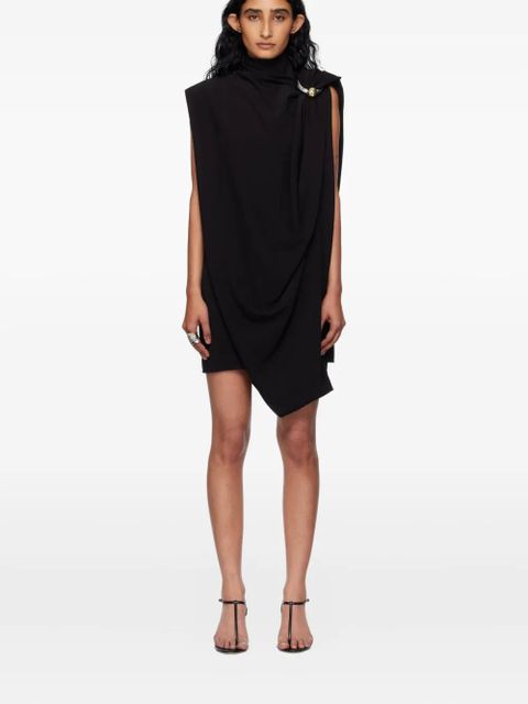 Jean Paul Gaultier draped stand-collar asymmetrical dress - Black - zdjęcie produktu nr 1
