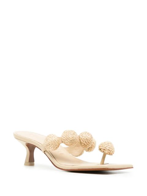 Cult Gaia Sarina raffia-appliqué sandals - Neutrals