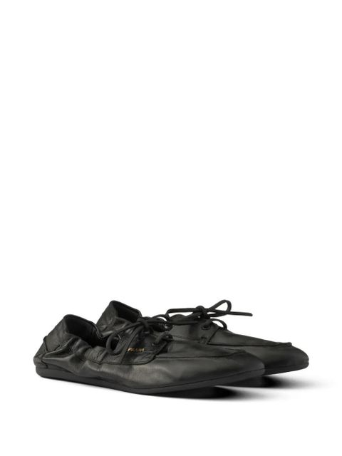 Prada shuffle antiqued-leather boat shoes - Black - zdjęcie produktu nr 2
