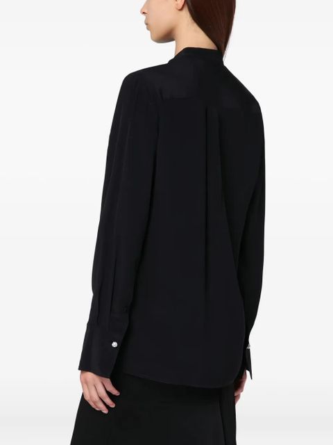 Victoria Beckham crystal-button satin-panel shirt - Black - zdjęcie produktu nr 2