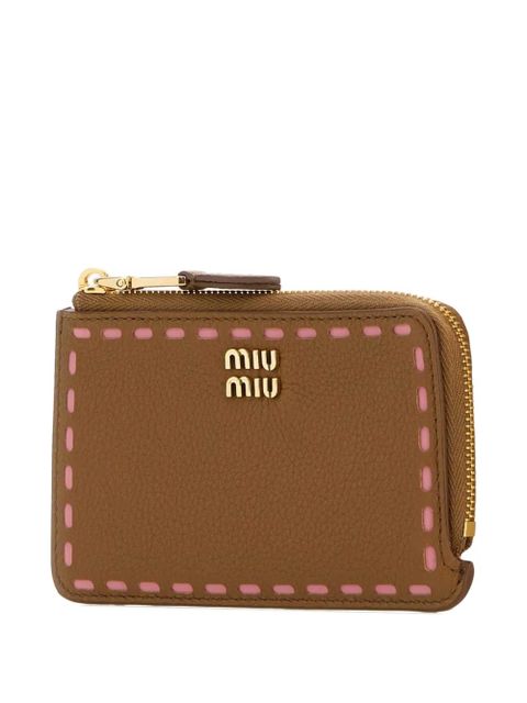 Miu Miu leather card holder - Brown