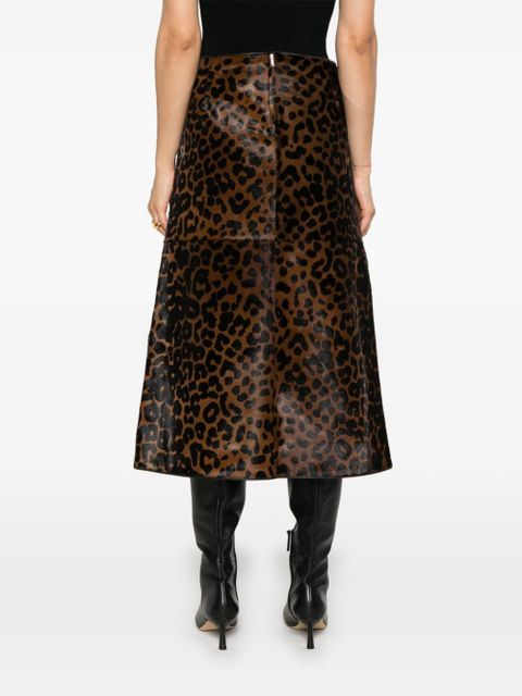 TOTEME Zeron leopard-print leather skirt - Brown