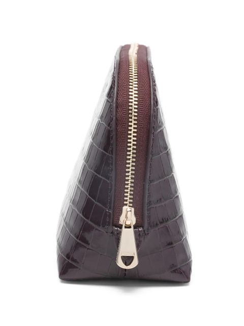 Aspinal Of London croc-effect makeup bag - Purple