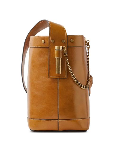 Versace Pivot small leather bucket bag - Brown