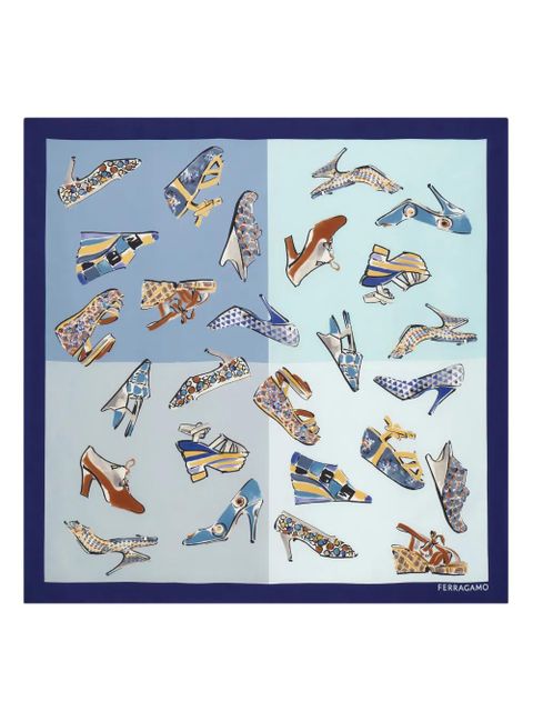 Ferragamo Genio-print silk scarf - Blue - zdjęcie produktu nr 1