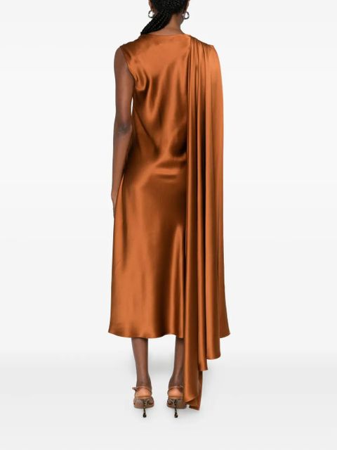 Max Mara draped silk midi dress - Brown