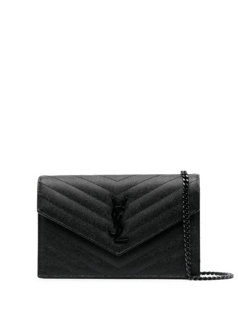 Saint Laurent Cassandre leather wallet-on-chain - Black - zdjęcie produktu nr 1