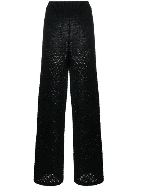 ROTATE BIRGER CHRISTENSEN loose-knit high-waisted trousers - Black - zdjęcie produktu nr 1