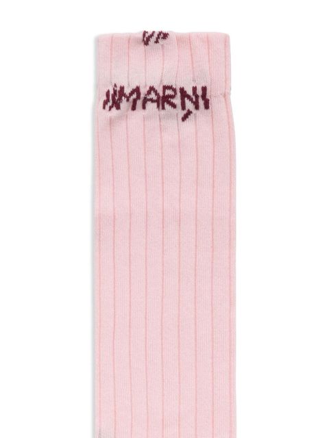 Marni logo-jacquard ribbed socks - Pink