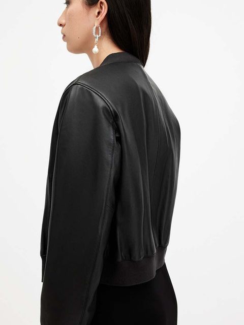AllSaints kurtka skórzana ORTEN BOMBER JACKET damska kolor czarny przejściowa W072LB