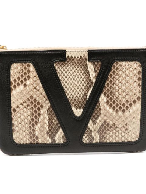 Valentino Garavani Viva Superstar leather clutch bag - Neutrals