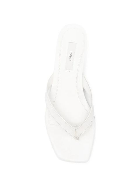TOTEME croco-embossed heeled flip flops - White