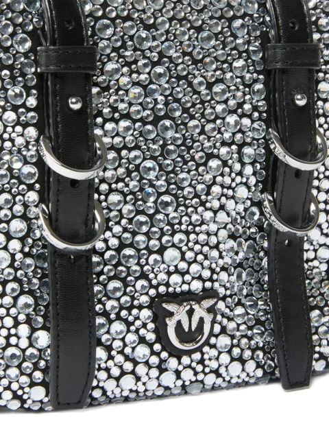 PINKO rhinestone-embellished shoulder bag - Black