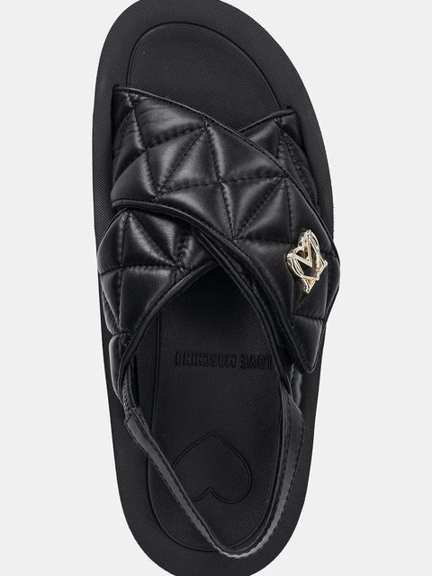 Love Moschino sandały skórzane damskie kolor czarny na platformie JA16044I1MIE0000