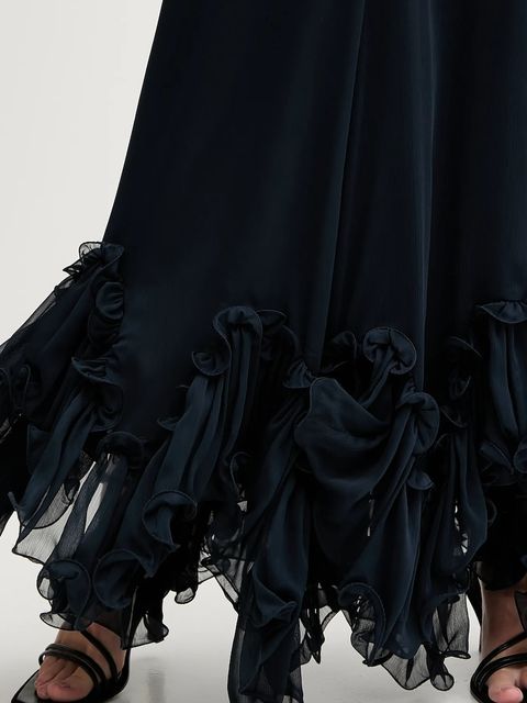 Rotate sukienka kolor granatowy maxi rozkloszowana 1139772318