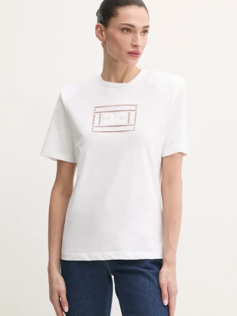 Elisabetta Franchi t-shirt bawełniany damski kolor biały MA01651E2