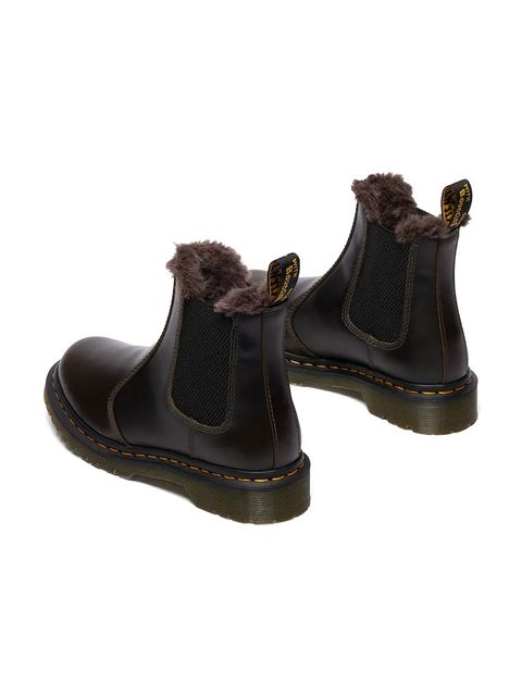 Dr. Martens sztyblety skórzane 2976 Leonore damskie kolor brązowy na platformie lekko ocieplone DM41415020