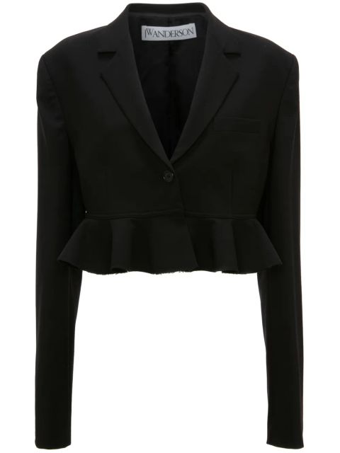 JW Anderson ruffled-trim cropped blazer - Black