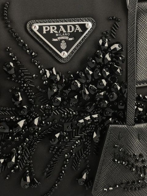 Prada crystal-embellished mini bag - Black