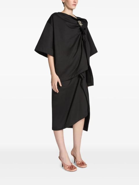DRIES VAN NOTEN draped brooch t-shirt - Black - zdjęcie produktu nr 2