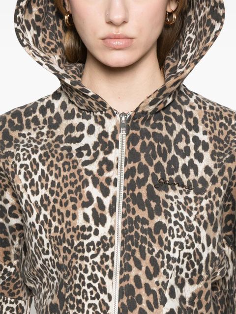GANNI leopard-print hoodie - Brown