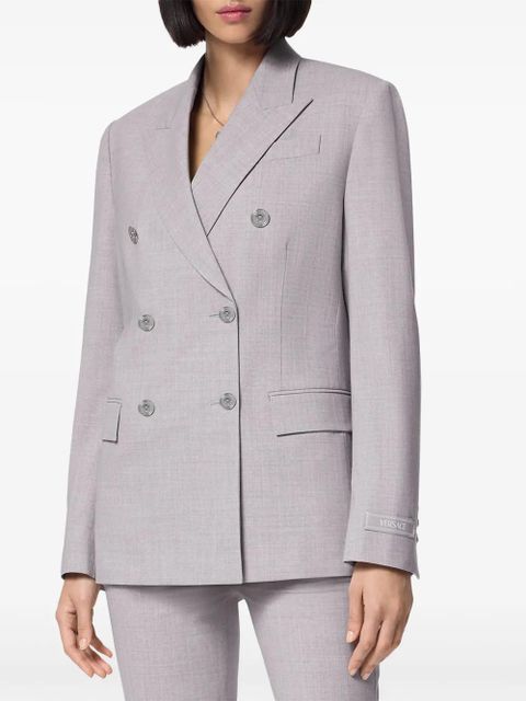 Versace double-breasted chambray blazer - Grey