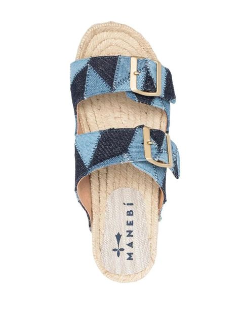 Manebi jeans raffia espadrilles - Blue