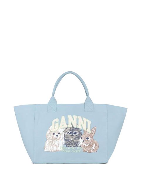 GANNI recycled-cotton tote bag - Blue - zdjęcie produktu nr 1