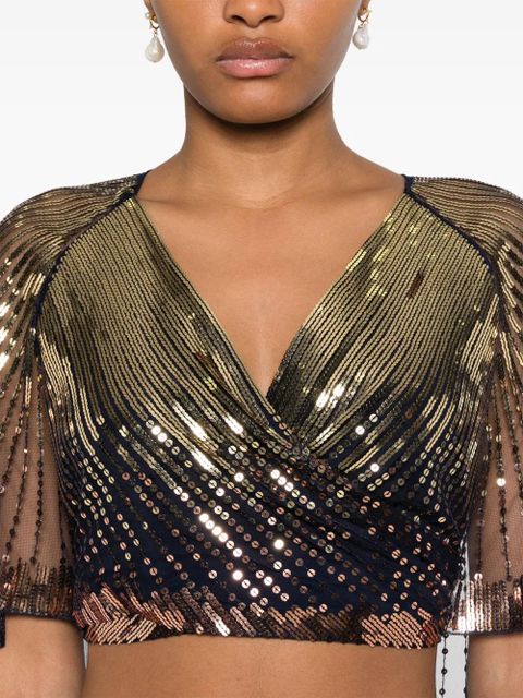 Rabanne sequin embellished blouse - Blue