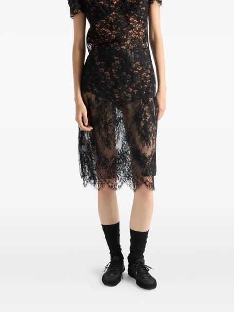 Prada scalloped lace mini dress - Black