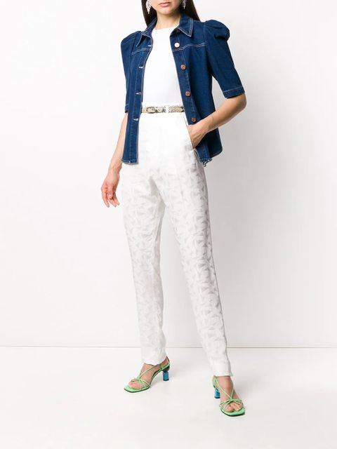 ISABEL MARANT tapered geometric print trousers - White