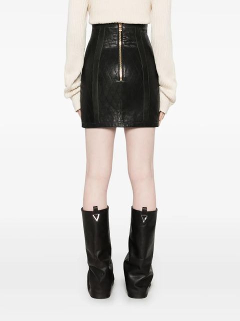 Balmain quilted leather mini skirt - Black