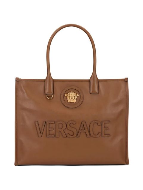 Versace La Medusa leather tote bag - Brown - zdjęcie produktu nr 1