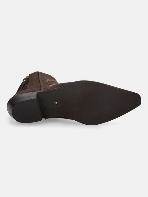 Answear.LAB kowbojki zamszowe kolor brązowy na słupku