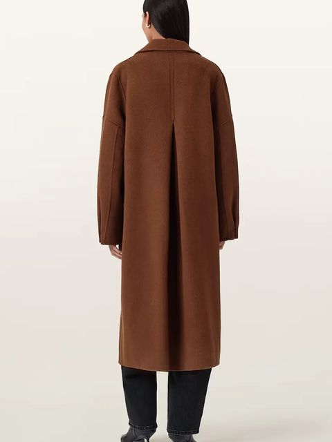 AllSaints płaszcz z dodatkiem wełny SELLMA kolor brązowy W019OD - zdjęcie produktu nr 2