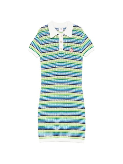 Casablanca striped-pattern logo-embroidery mini dress - Green - zdjęcie produktu nr 1