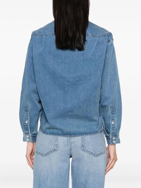 SANDRO embellished-collar denim shirt - Blue
