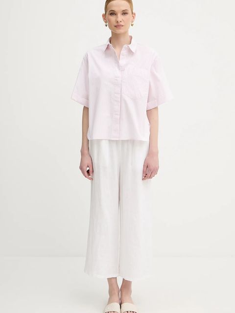 United Colors of Benetton koszula damska kolor różowy regular z kołnierzykiem klasycznym 5SZRDQ0C0