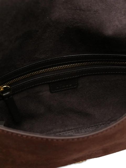 STAUD Harlow buckled suede shoulder bag - Brown