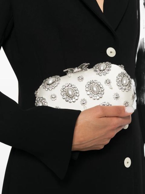 Self-Portrait crystal-embellished clutch bag - White - zdjęcie produktu nr 2