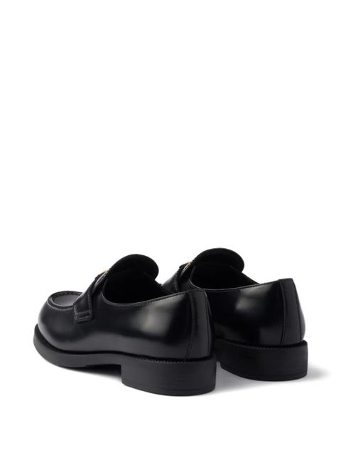 Prada leather triangle-logo loafers - Black