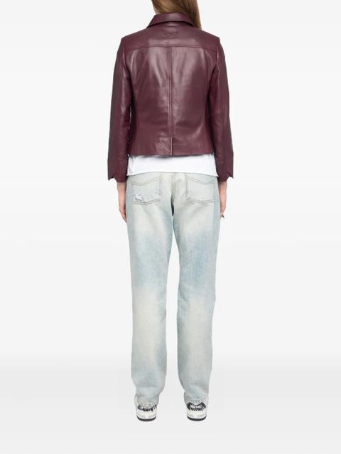 Zadig&Voltaire button-fastening flap-pocket leather jacket - Red