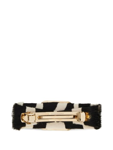 Ferragamo Vara Bow zebra-print hairclip - Black