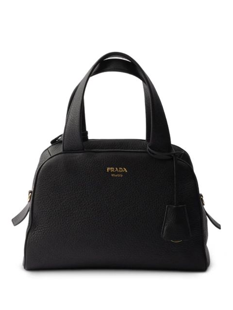 Prada medium leather top-handle zip tote bag - Black - zdjęcie produktu nr 1
