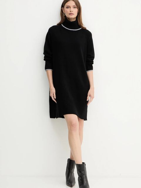 Pinko sukienka wełniana kolor czarny mini oversize 105449 A2Q9 - zdjęcie produktu nr 2