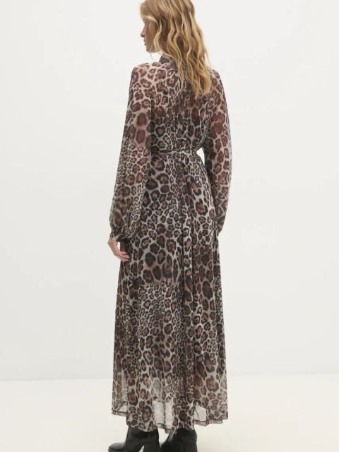 Answear.LAB sukienka kolor beżowy maxi oversize