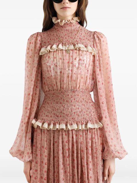 Dolce & Gabbana ruffled floral maxi dress - Pink