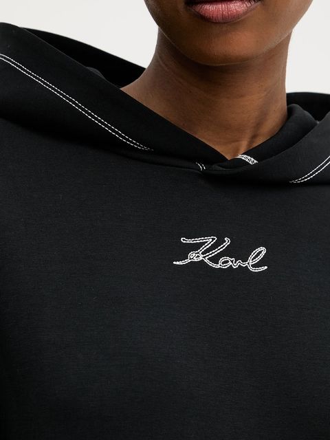 Karl Lagerfeld bluza damska kolor czarny z kapturem wzorzysta A3W20011